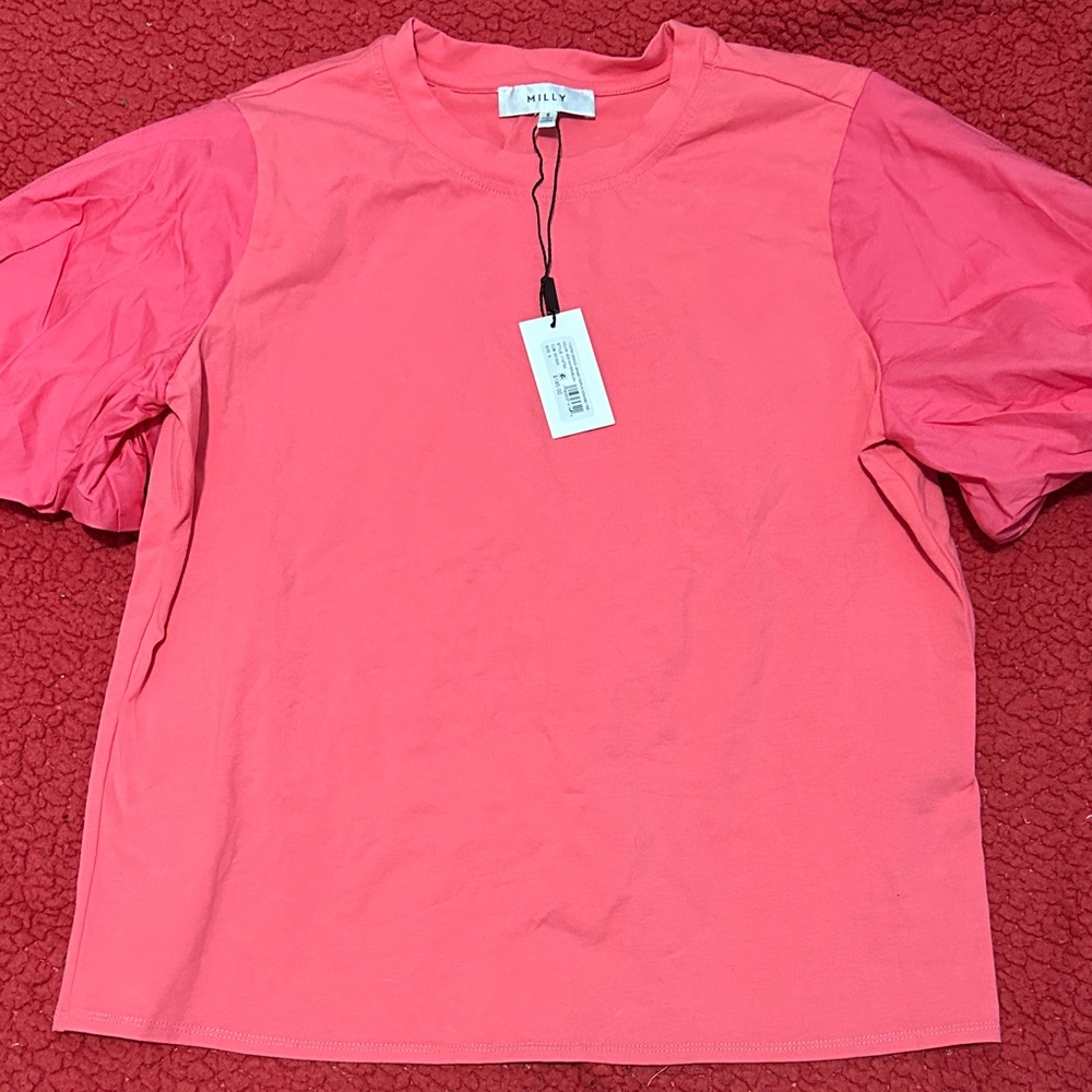 Milly Monica Jersey Poplin Comobo Tee